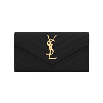 CASSANDRE MATELASSÉ LARGE FLAP WALLET IN PELLE GOFFRATA GRAIN DE POUDRE