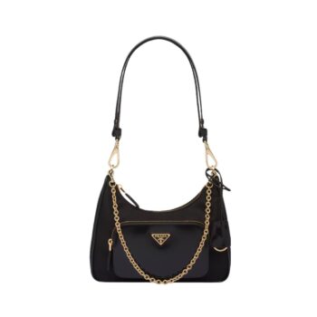 Mini borsa in Re-Nylon e pelle spazzolata