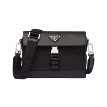 Borsa a tracolla in Re-Nylon e Saffiano