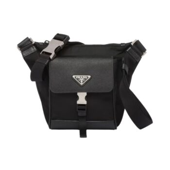 Borsa con tracolla in Re-Nylon e Saffiano