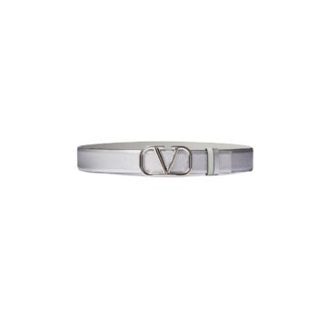CINTURA REVERSIBILE VLOGO SIGNATURE IN VITELLO METALLIZZATO E VITELLO LUCIDO 30 MM