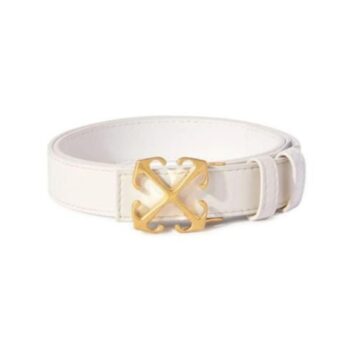Cintura Con Fibbia Arrow 25 Bianco/Color Oro