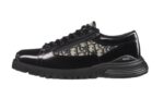 Pelle di vitello lucida nera e jacquard Dior Oblique beige e nero