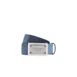CINTURA IN DENIM PATCHWORK CON PLACCA LOGATA