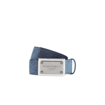 CINTURA IN DENIM PATCHWORK CON PLACCA LOGATA