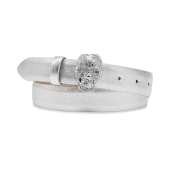 CINTURA IN PELLE GLITTER CON TESCHIO