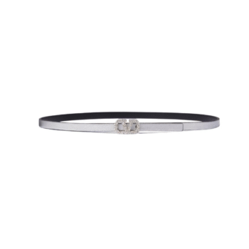 CINTURA REVERSIBILE VLOGO SIGNATURE IN VITELLO METALLIZZATO E VITELLO LUCIDO 10 MM
